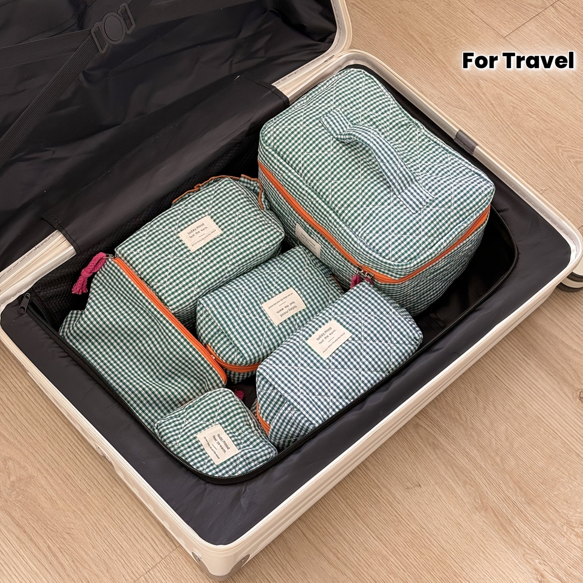 6pcs Retro Korean Style TSA- Zippered Organizer Pouches Suitable for Travel