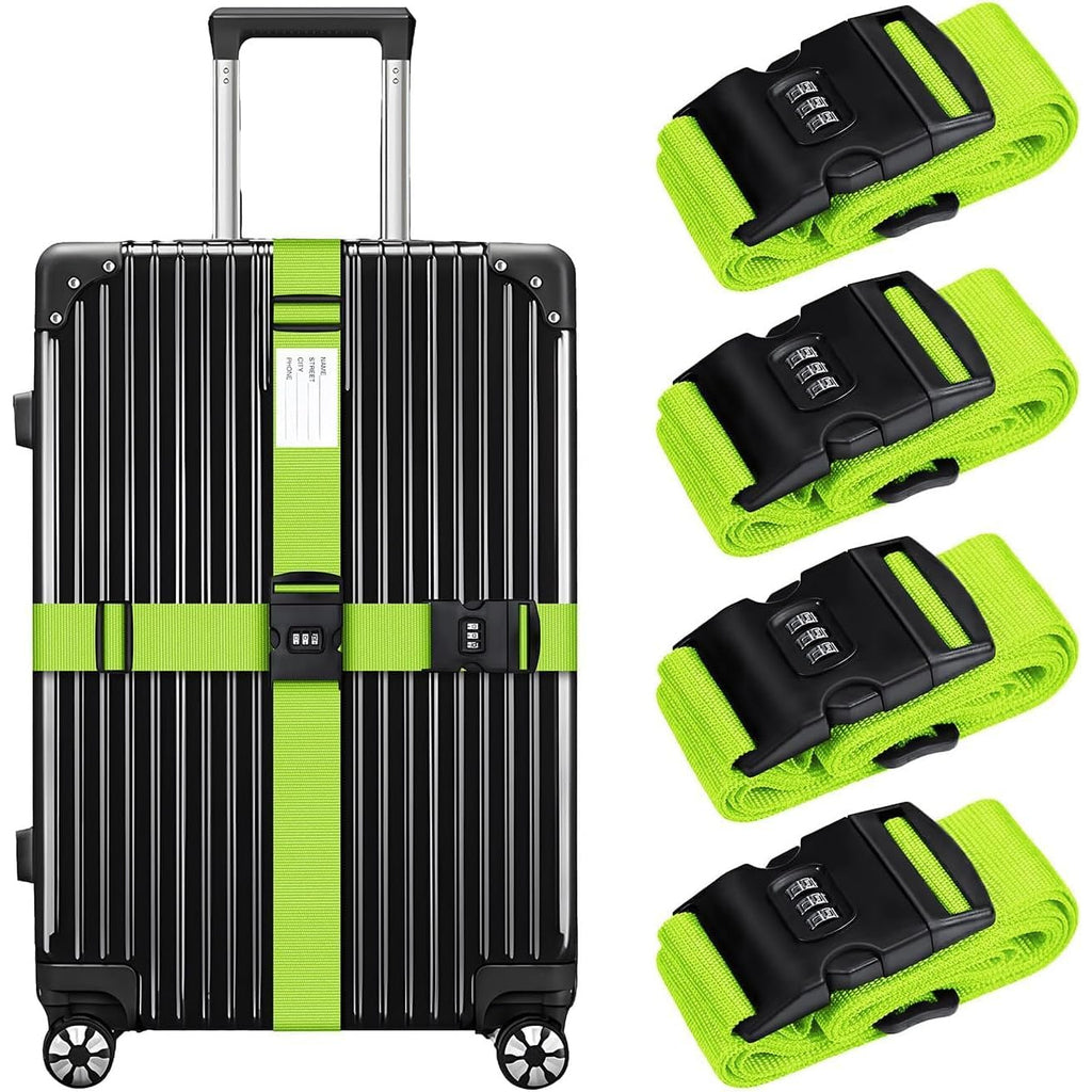 Set of 4 Luggage Straps Featuring a Combination Lock And ID Card