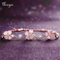 Thaya 925 Silver Crystal Opal Silver Clover Bracelet