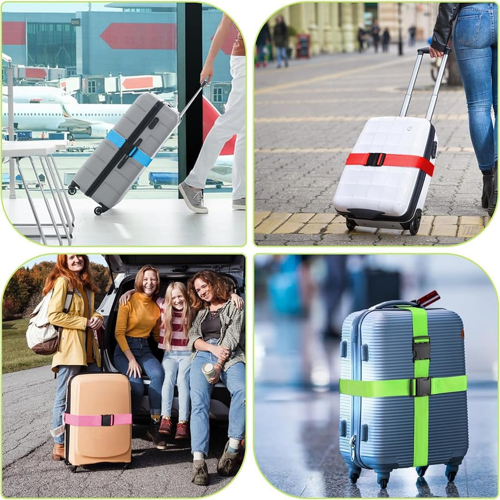A Set of 6 Adjustable And Durable Luggage Straps