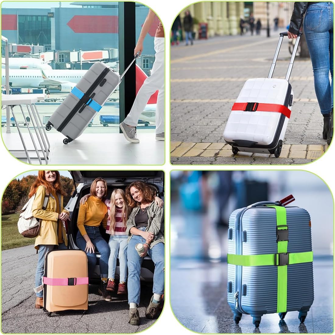 A Set of 6 Adjustable And Durable Luggage Straps