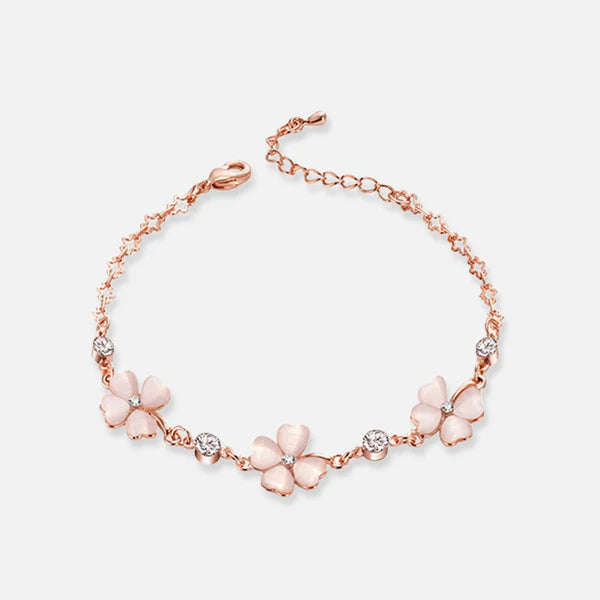 Thaya 925 Silver Crystal Opal Silver Clover Bracelet