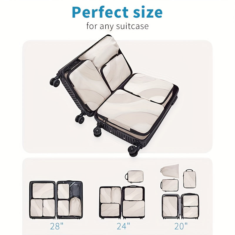 New Curved Compression Travel Storage 6pcs Set, Zipper Closure