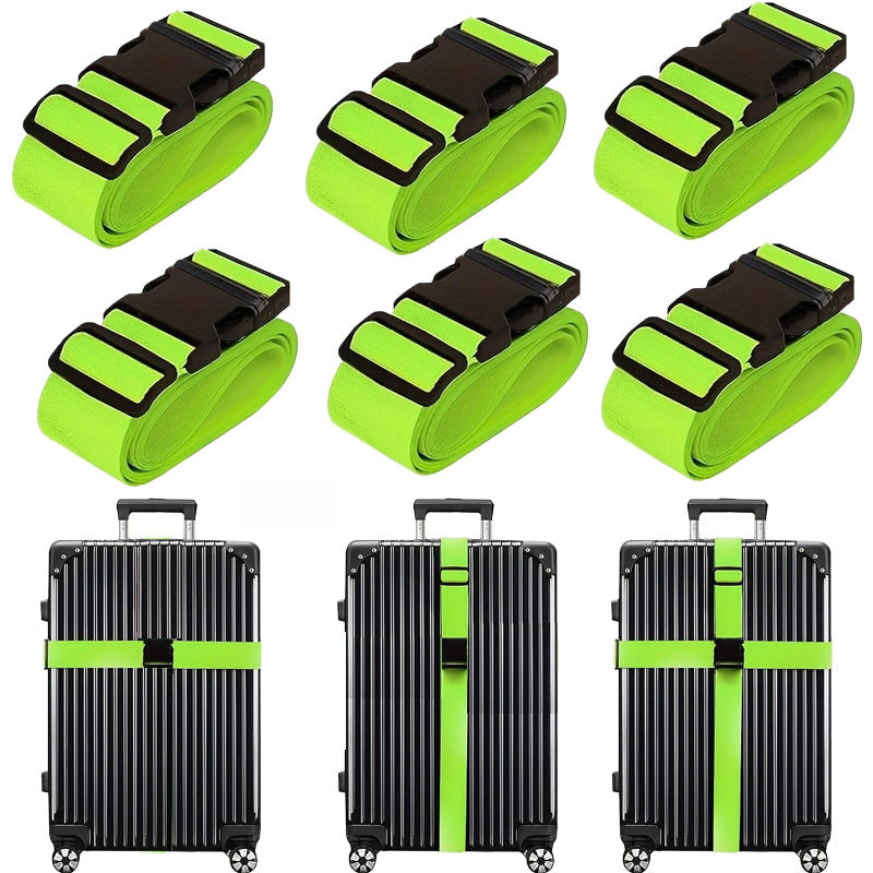 A Set of 6 Adjustable And Durable Luggage Straps