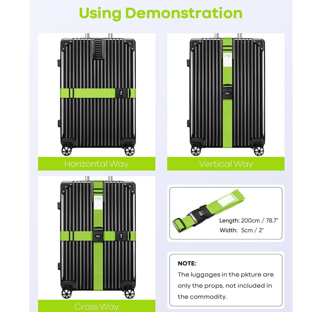 Set of 4 Luggage Straps Featuring a Combination Lock And ID Card