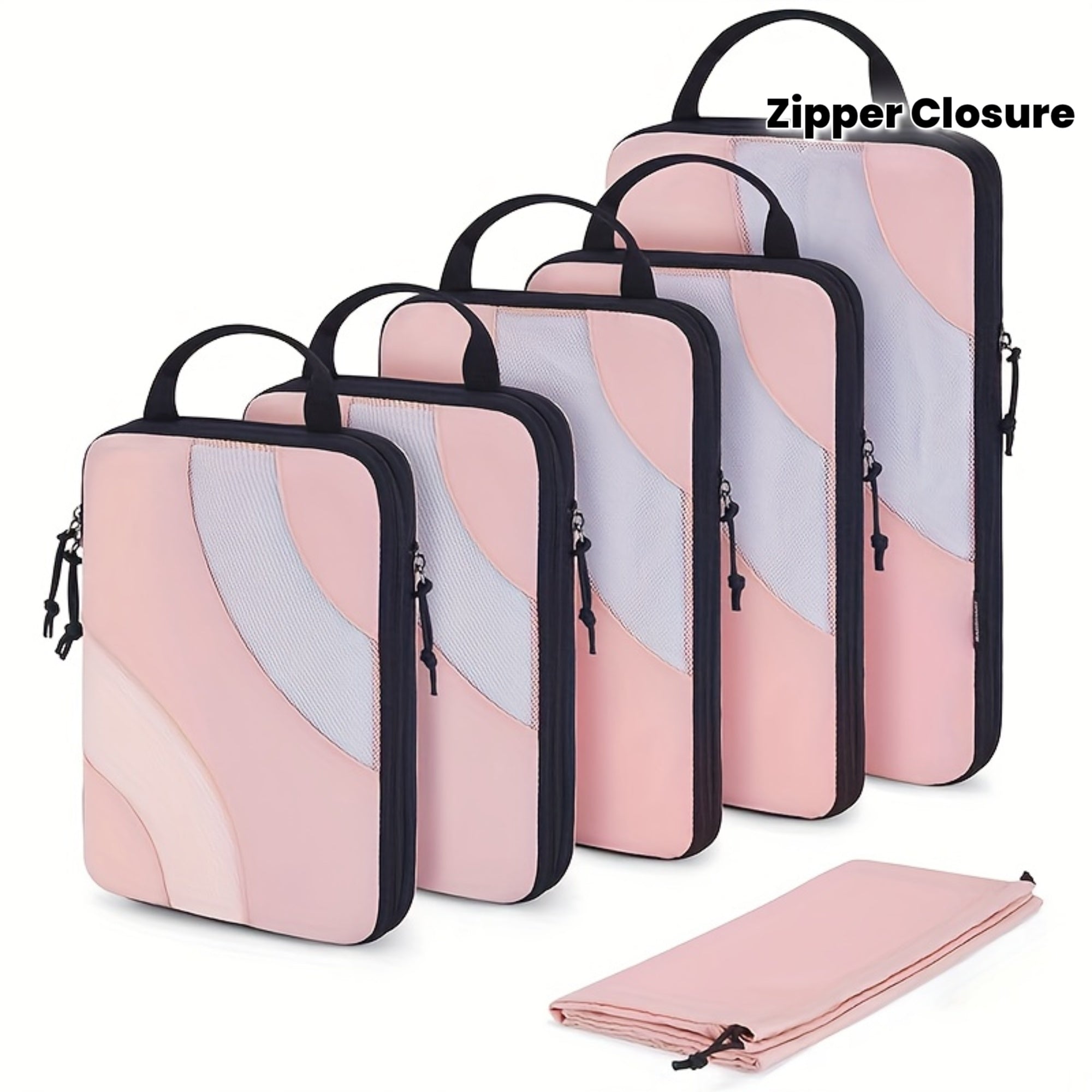 New Curved Compression Travel Storage 6pcs Set, Zipper Closure