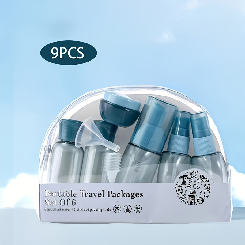 Deep Blue Secret Business Travel Essential Bottle Set, 9pcs