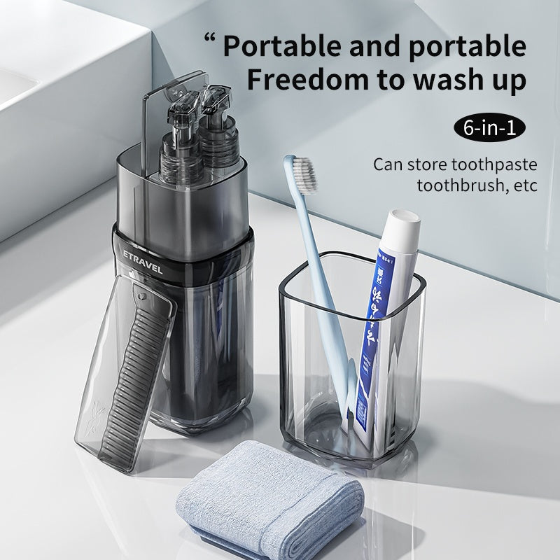 Men's Premium Travel Toiletry Kit - Portable Shower & Dental Set with Foldable Cup