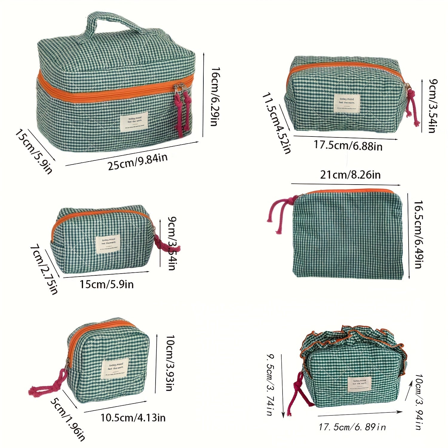 6pcs Retro Korean Style TSA- Zippered Organizer Pouches Suitable for Travel