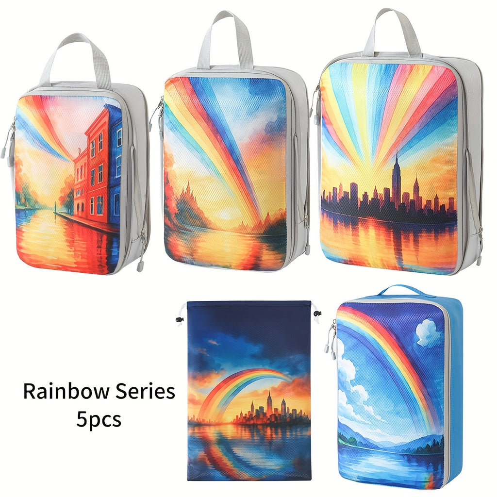 Travel Luggage Organizer Set with Printed Compartments