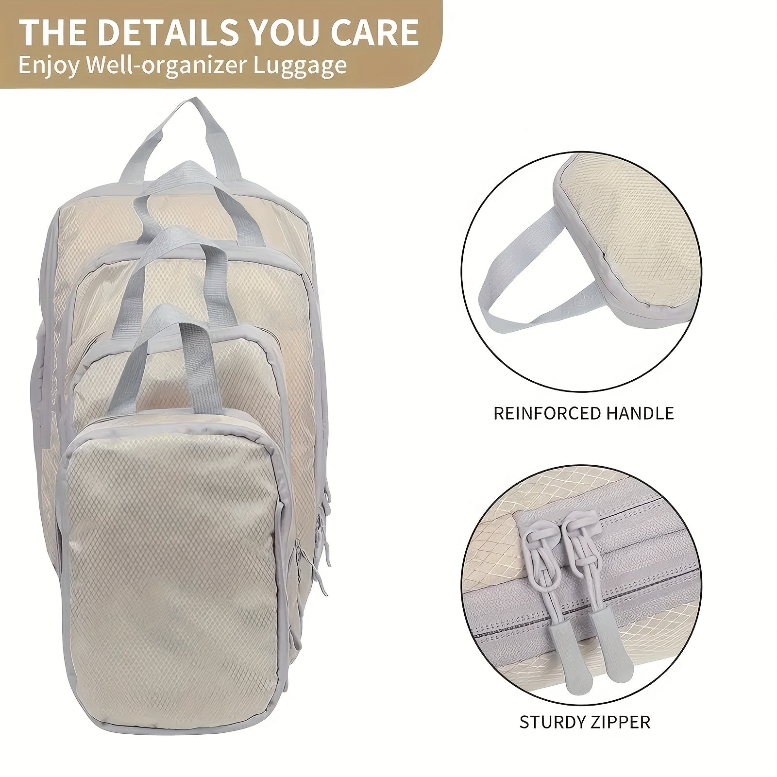 4pcs Heavy-Duty Nylon Luggage Organizer Set