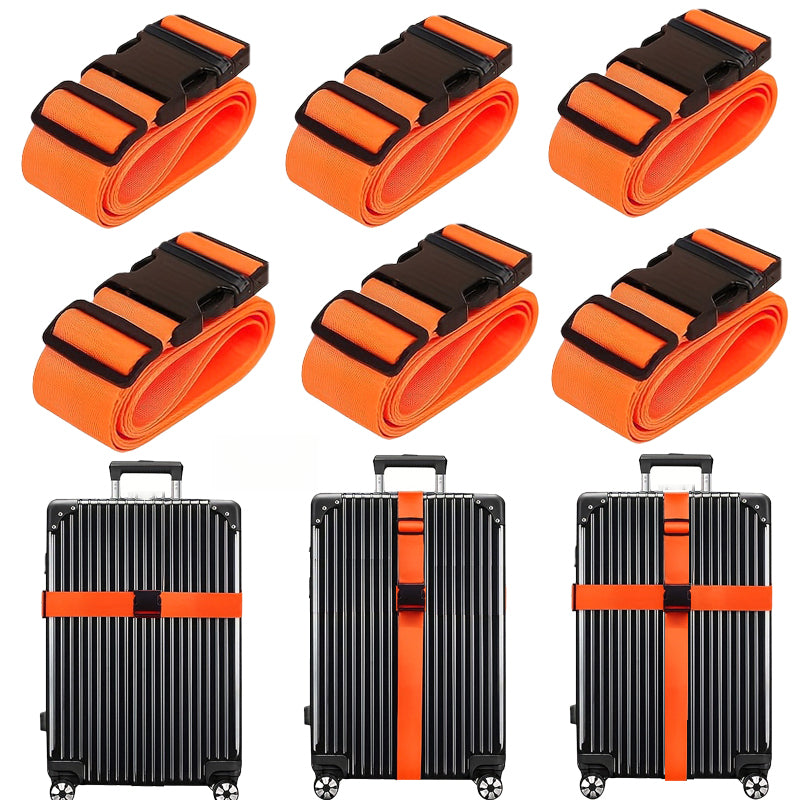 A Set of 6 Adjustable And Durable Luggage Straps
