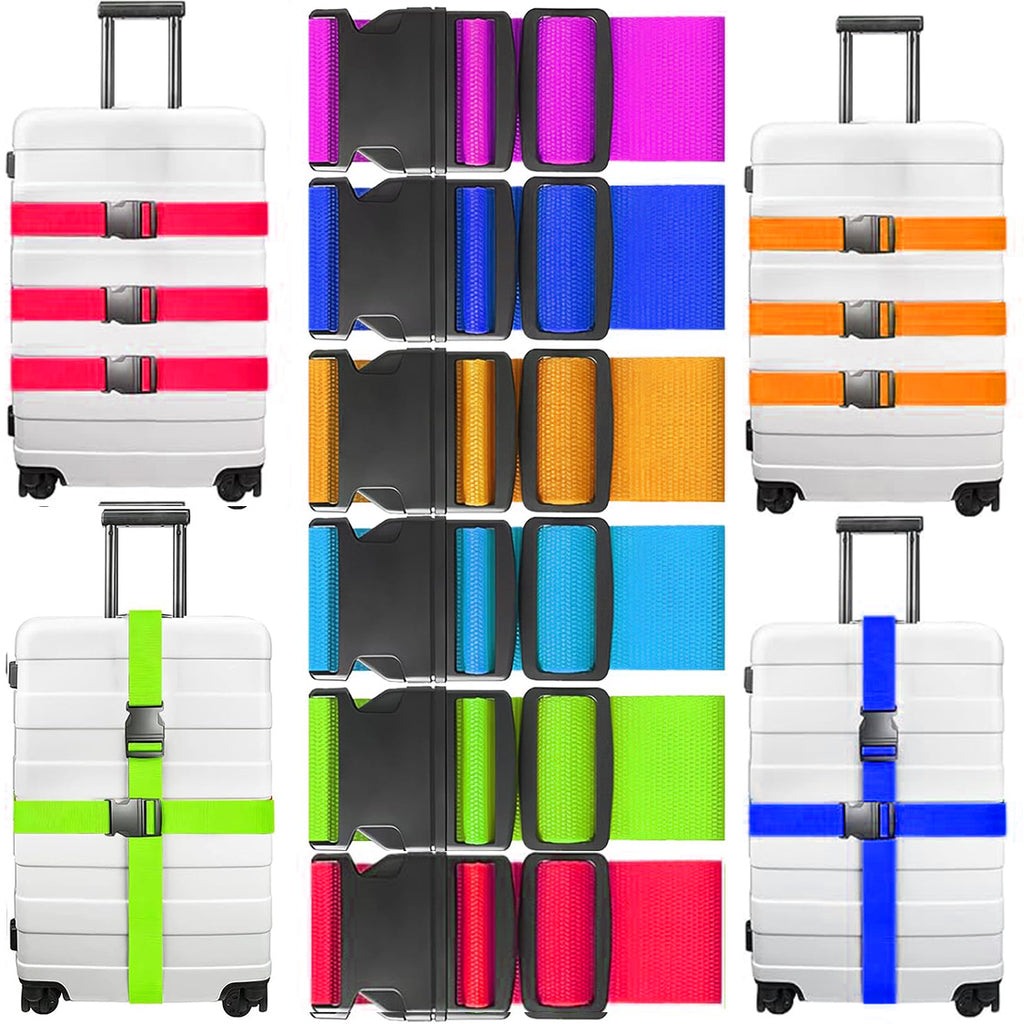 Set of 6 Luggage Straps Designed for Suitcases