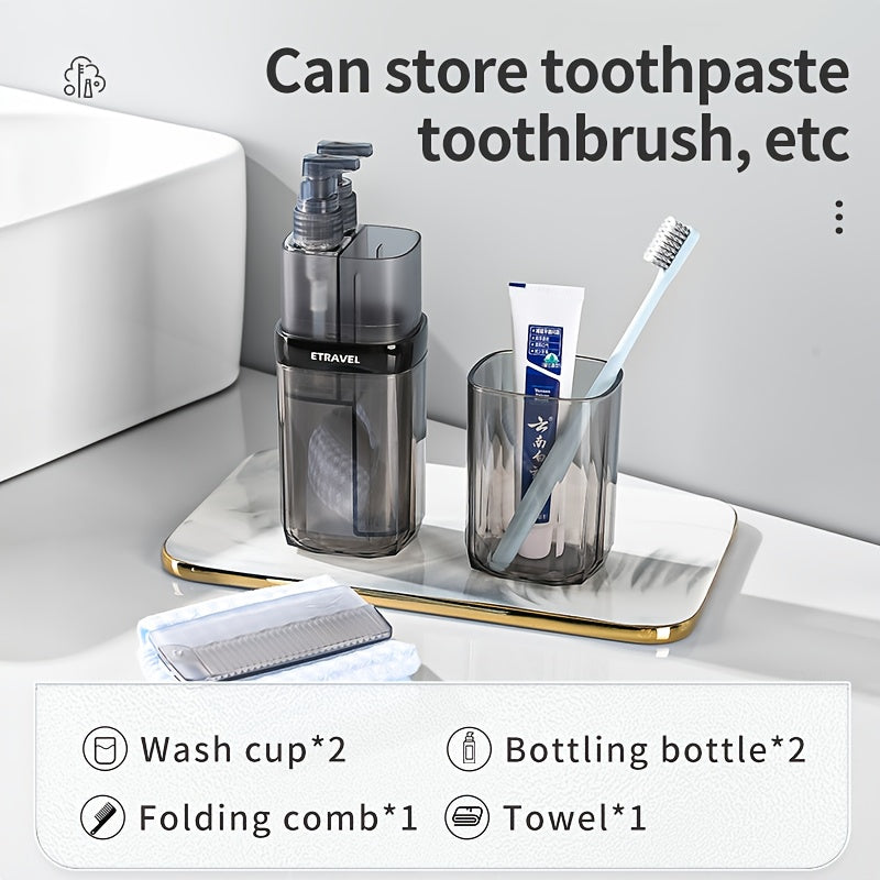 Men's Premium Travel Toiletry Kit - Portable Shower & Dental Set with Foldable Cup