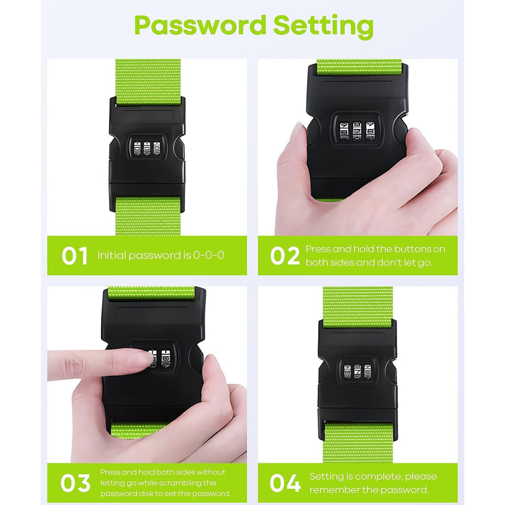 Set of 4 Luggage Straps Featuring a Combination Lock And ID Card