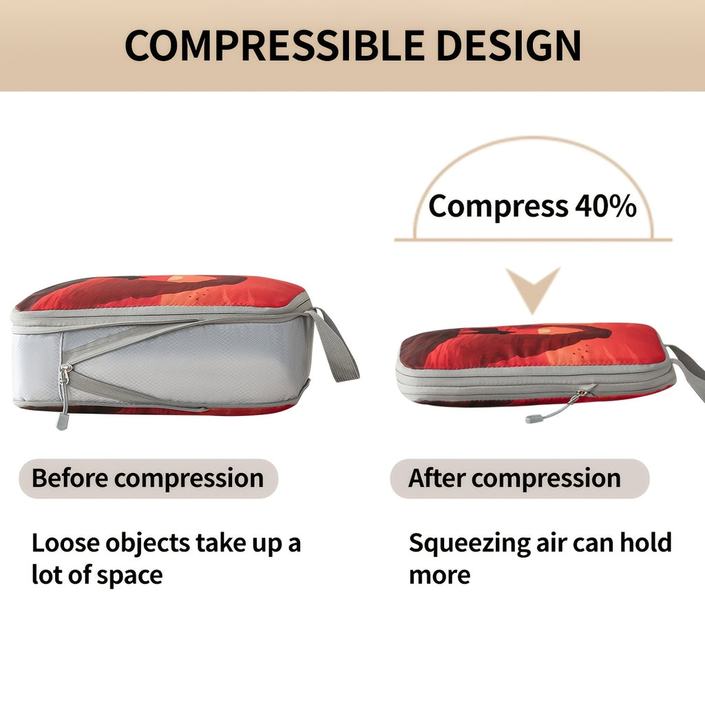 Travel Luggage Organizer Set with Printed Compartments