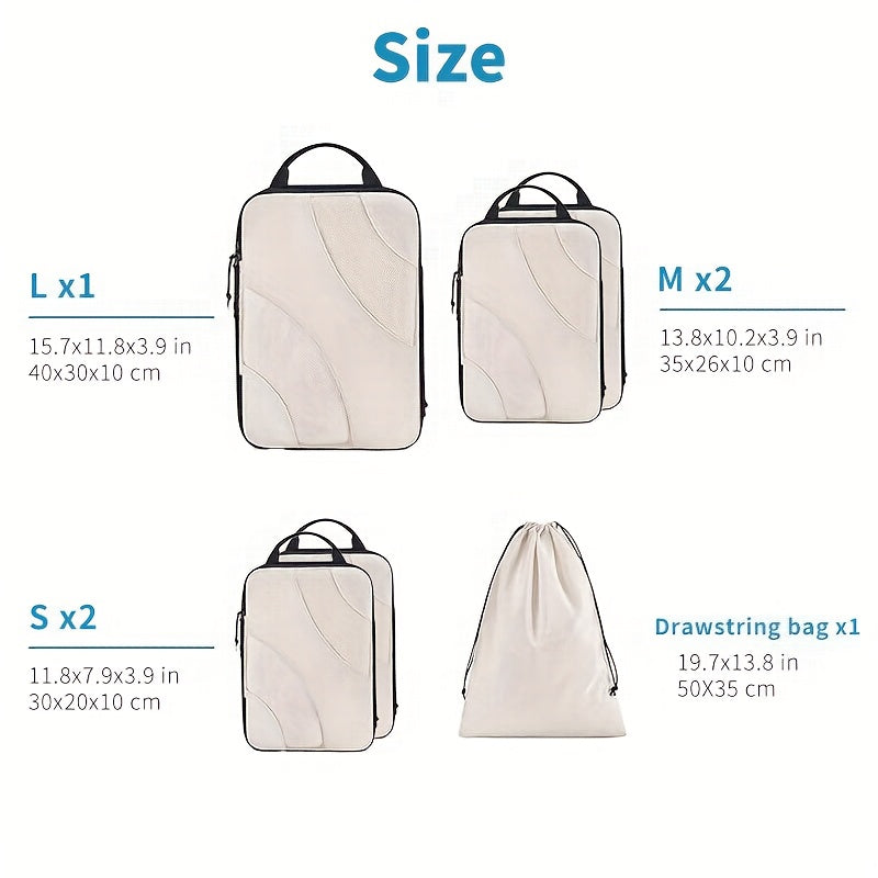 New Curved Compression Travel Storage 6pcs Set, Zipper Closure