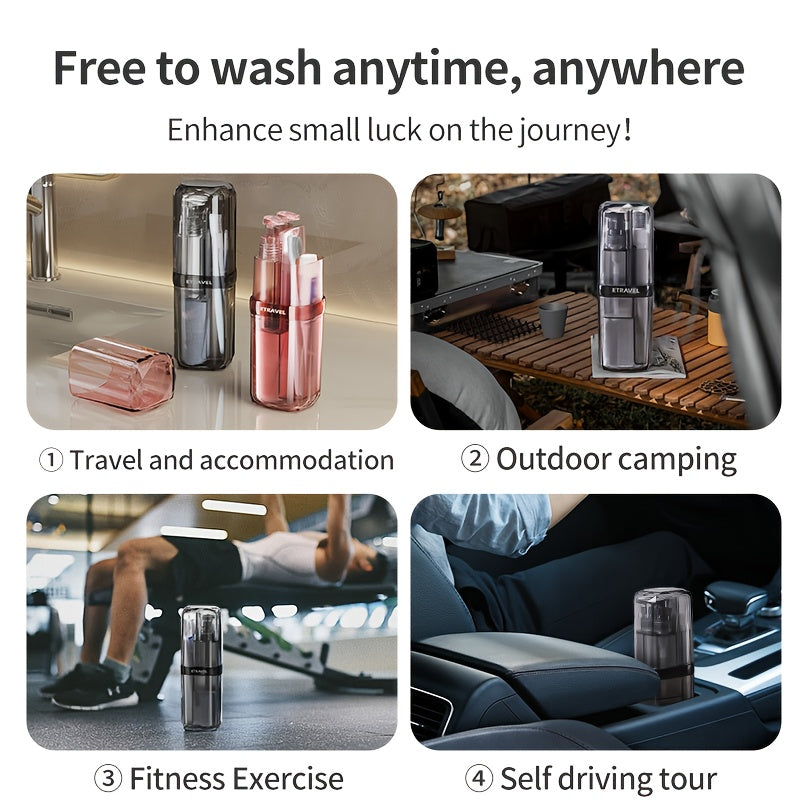 Men's Premium Travel Toiletry Kit - Portable Shower & Dental Set with Foldable Cup