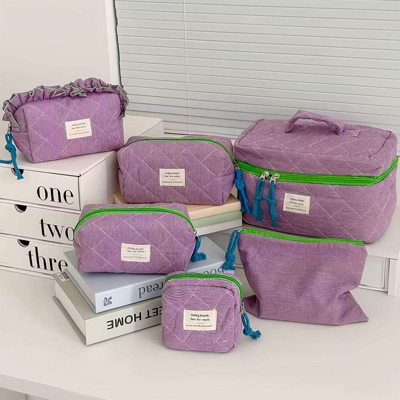 6pcs Retro Korean Style TSA- Zippered Organizer Pouches Suitable for Travel