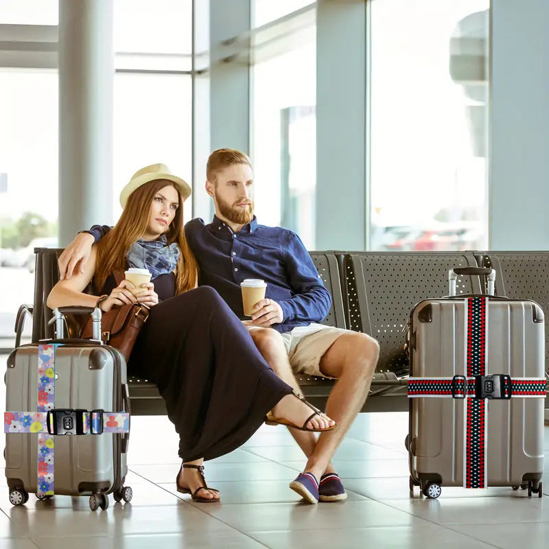 2pcs of Travel Luggage Straps with Unique Patterns