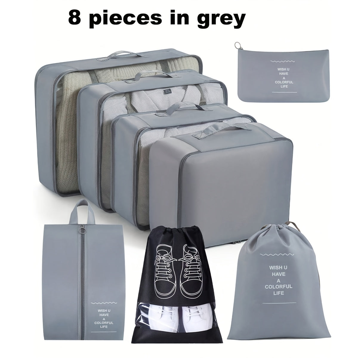 Perfect for Packing Suitcases 8pcs Set Travel Storage Bags