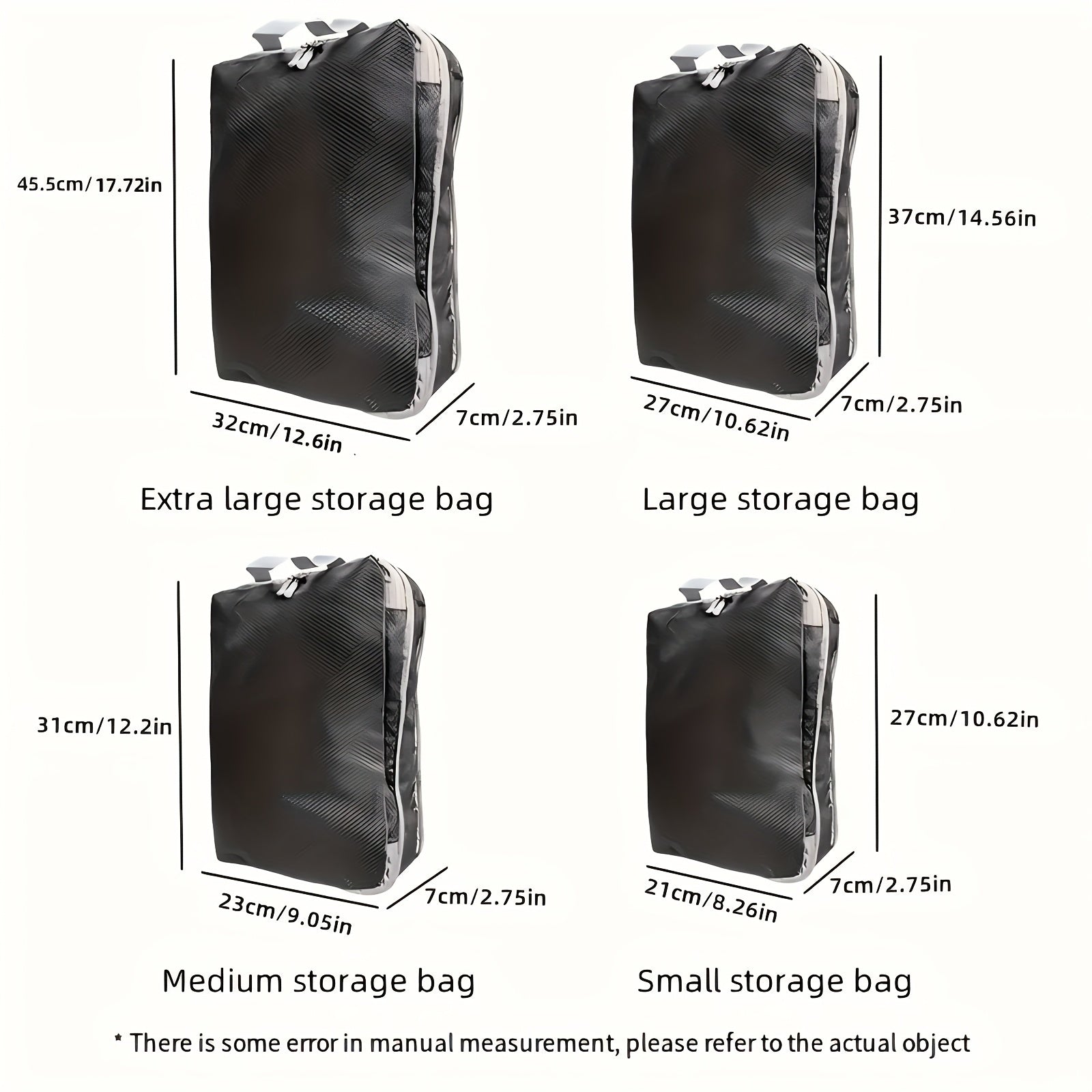 4pcs Heavy-Duty Nylon Luggage Organizer Set