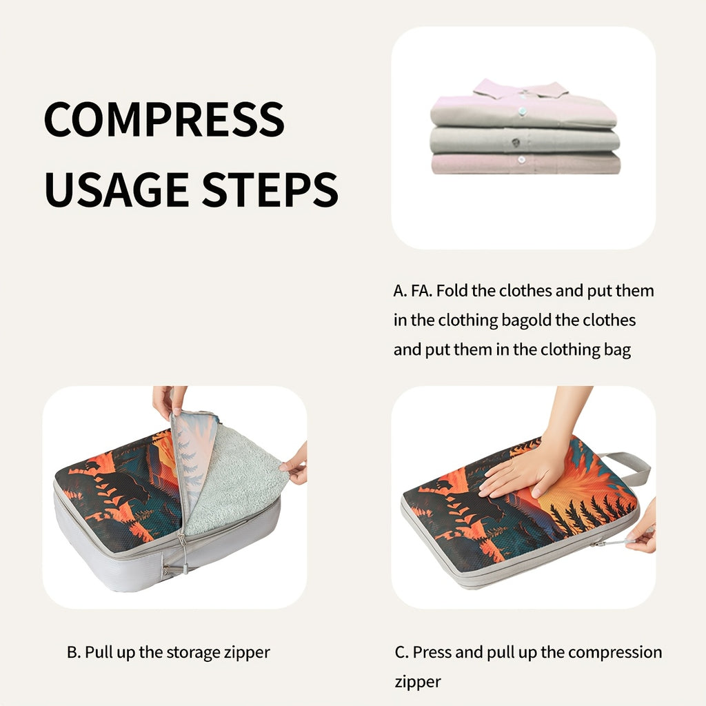 Travel Luggage Organizer Set with Printed Compartments