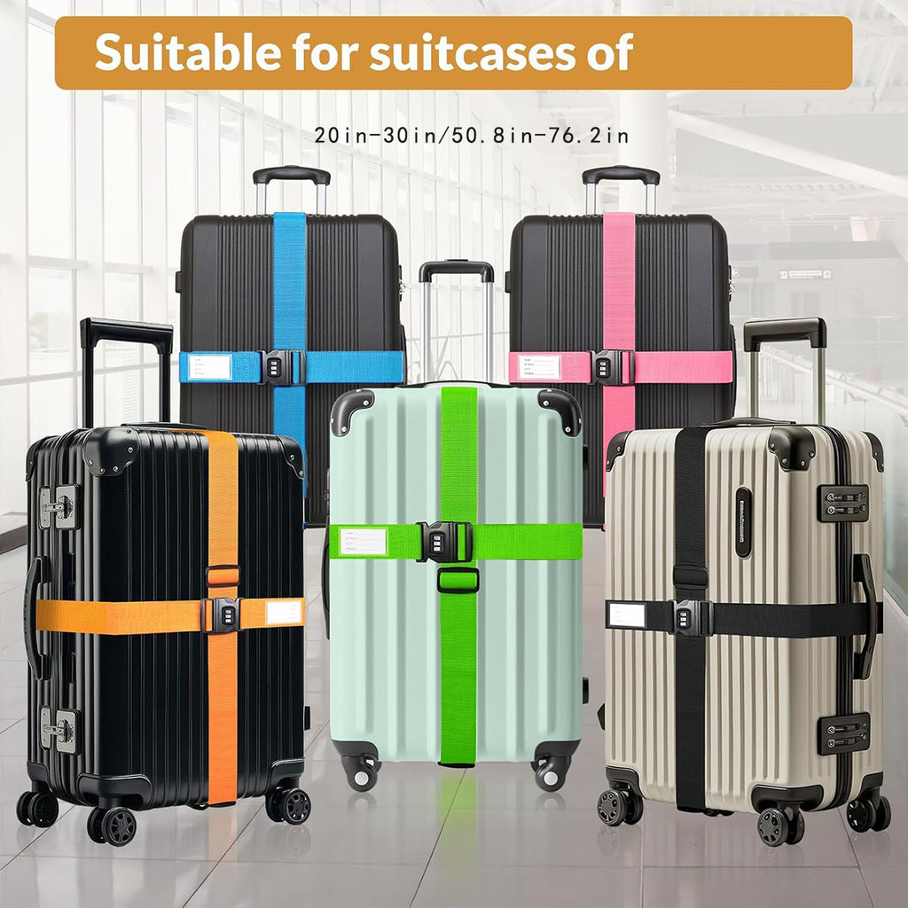 Set of 4 Luggage Straps Featuring a Combination Lock And ID Card