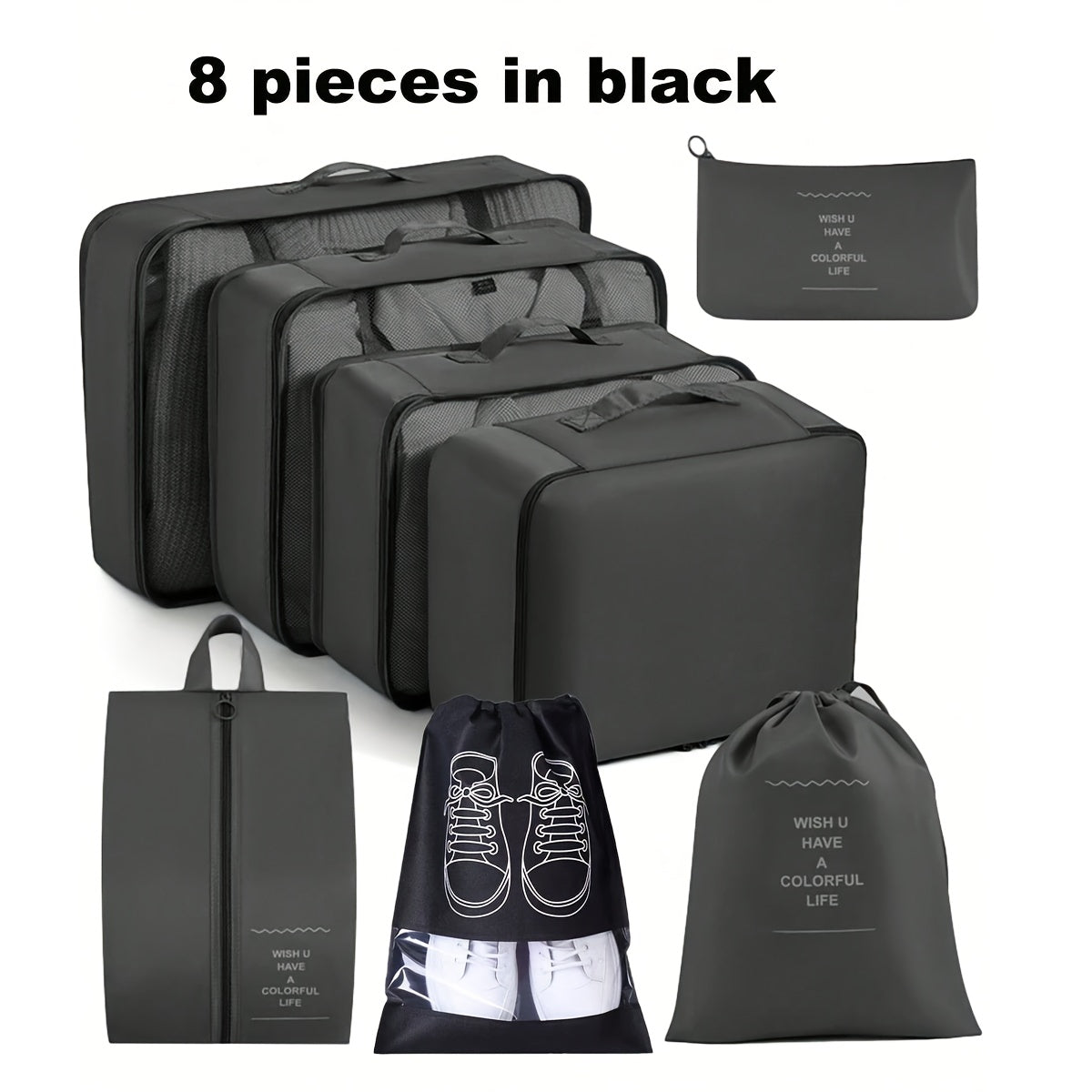 Perfect for Packing Suitcases 8pcs Set Travel Storage Bags