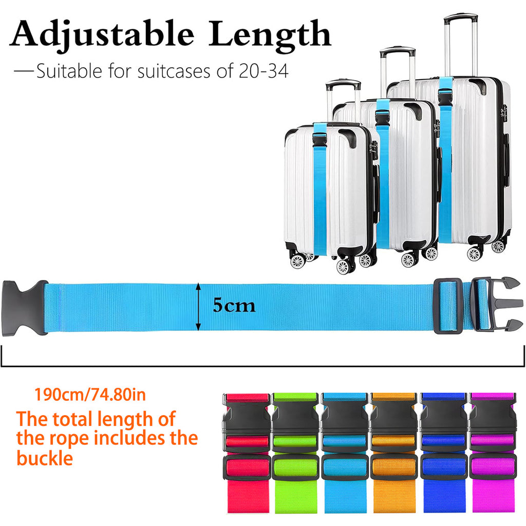Set of 6 Luggage Straps Designed for Suitcases
