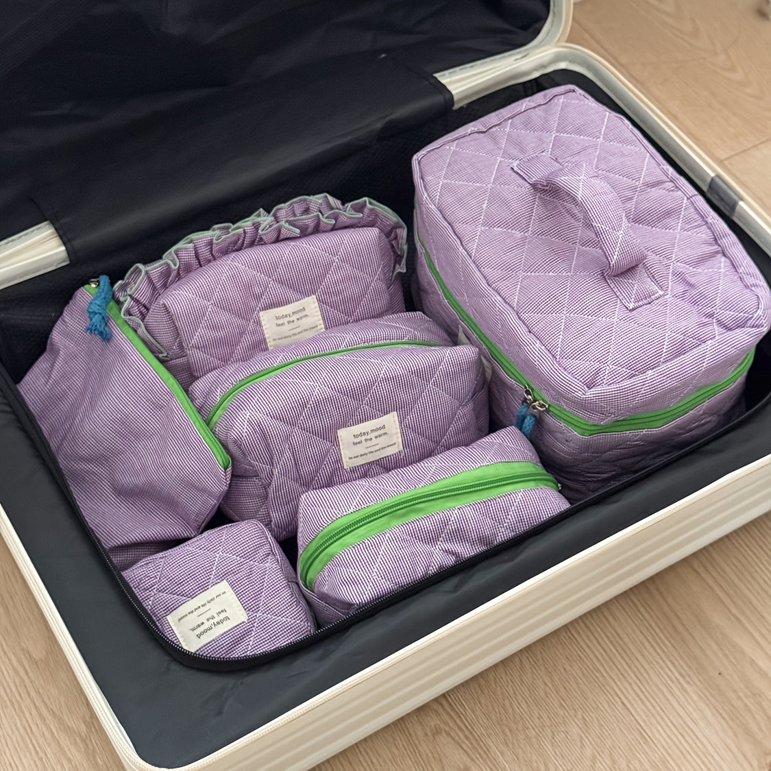 6pcs Retro Korean Style TSA- Zippered Organizer Pouches Suitable for Travel