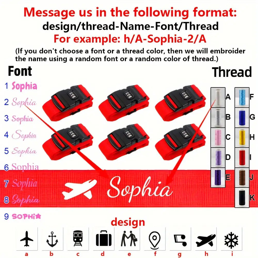 2pcs Personalized Luggage Straps with Name