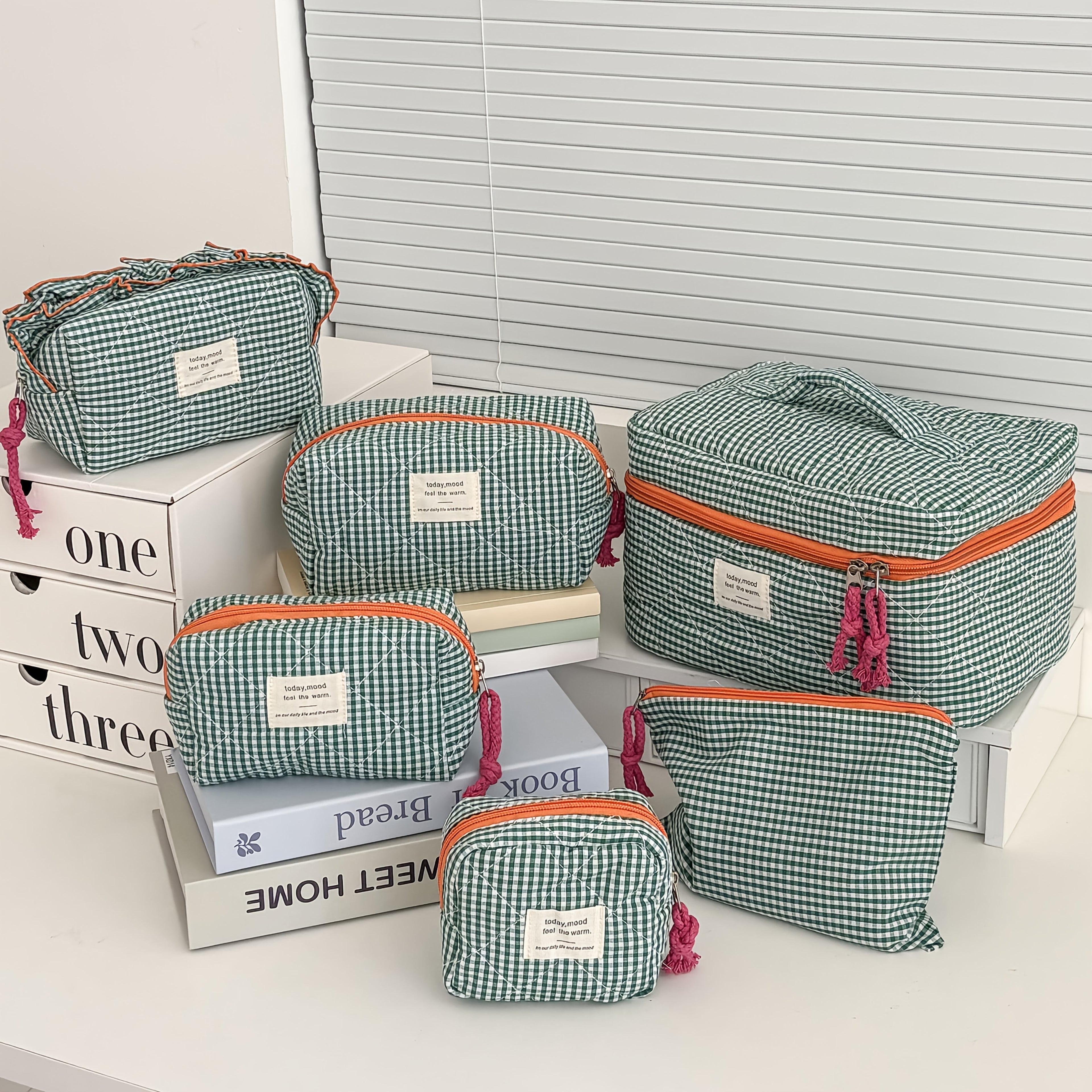 6pcs Retro Korean Style TSA- Zippered Organizer Pouches Suitable for Travel