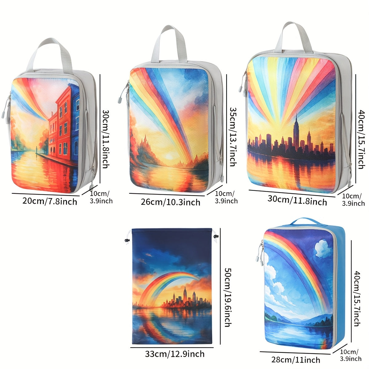 Travel Luggage Organizer Set with Printed Compartments