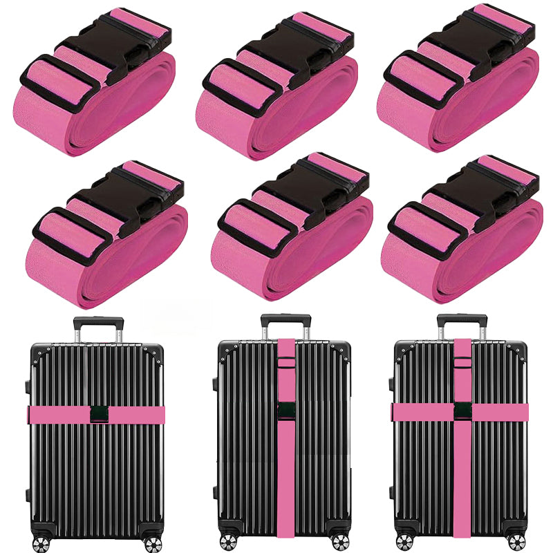 A Set of 6 Adjustable And Durable Luggage Straps